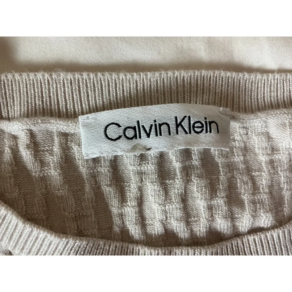 Calvin Klein Women's Textured Cable Knit Short Sleeve Sweater‎ Top - Picture 3 of 5